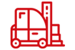 A red line on a warehouse map indicating a route for a forklift truck to follow during operations.